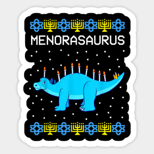 Menorasaurus Rex T Rex Dinosaur Hanukkah Gift for Boys Sticker